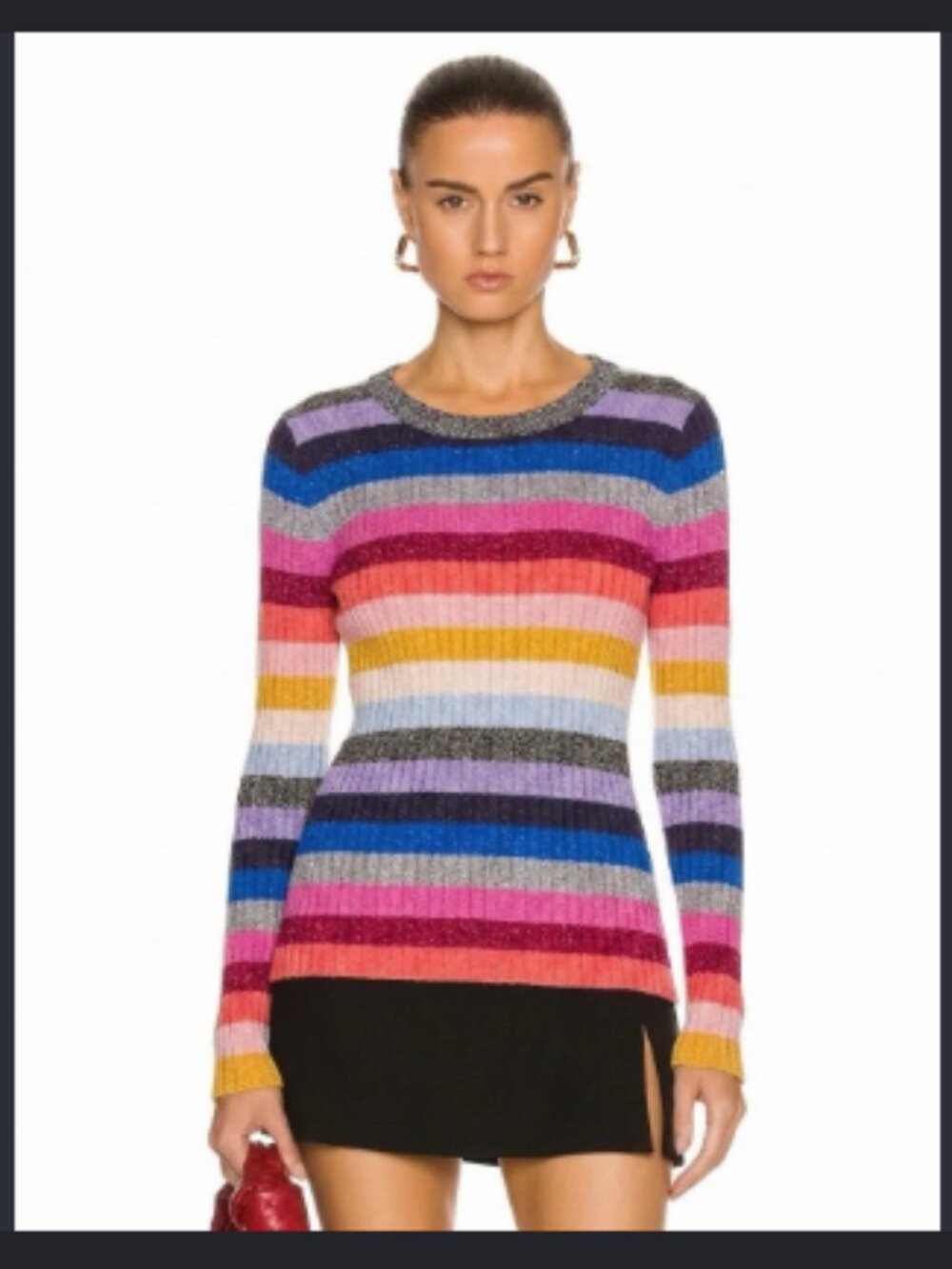 GAP Rainbow Striped Sweater Wool Blend Ribbed Crewneck Multi Colour Large